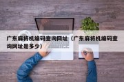 广东麻将机编码查询网址（广东麻将机编码查询网址是多少）