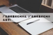 广东麻将里的杠叫什么（广东麻将里的杠叫什么名字）