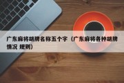 广东麻将胡牌名称五个字（广东麻将各种胡牌情况 规则）
