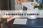 广东话打麻将将怎么说（广东话麻将方言）