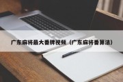 广东麻将最大番牌视频（广东麻将番算法）
