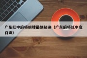 广东红中麻将胡牌最快秘诀（广东麻将红中变口诀）