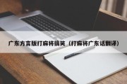 广东方言版打麻将搞笑（打麻将广东话翻译）